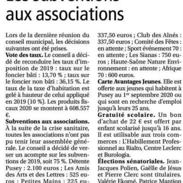 Revue de presse : Les subventions aux associations